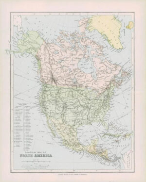 1903 Original Antique Colour Map  - NORTH AMERICA MEXICO HONDURAS (43)