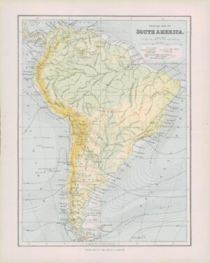 1903 Original Antique Colour Map  - SOUTH AMERICA BRAZIL CHILIE ARGENTINA  (49)