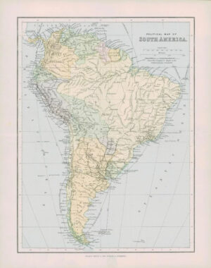 1903 Original Antique Colour Map  - SOUTH AMERICA BRAZIL CHILIE ARGENTINA  (50)
