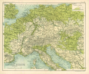 c1912 Map of CENTRAL EUROPE Chart Regions (BS20)