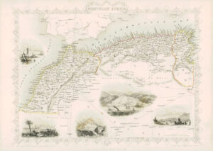 1851 "NORTHERN AFRICA" Antique Map by Tallis with Vignettes CARAVAN ROUTE (DW4)