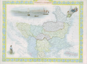1850 - Antique Map of "TURKEY IN EUROPE" Bulgaria Bosnia TALLIS COLOUR (17)