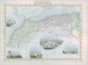 1850 Antique Map "NORTHERN AFRICA" Algeria Morocco Tunisia TALLIS COLOUR (49)