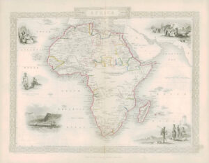1850 - Original Antique Map AFRICA African Continent St Helena Madagascar (DW2)