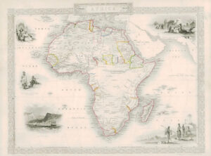 1850 - Original Antique Map AFRICA African Continent St Helena Madagascar (DW1)