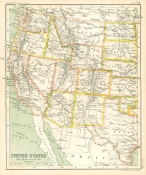 c1912 Map of the UNITED STATES Western Division Chart Regions (BS63)