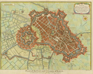 c1750 FRANCE "PLAN OF LISLE" Earldom of Flanders Large Military ANTIQUE MAP