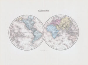 1892 Antique Map MAPPEMONDE World Africa Europe Asia Australia America (NAI/10)