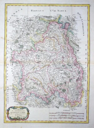 1771 Engraved Antique Map FRANCE regions of BRIE & CHAMPAGNE by Bonne (DR)