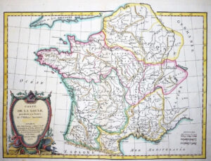 1773 Antique Map FRANCE Carte de la Gaule GAUL GALLIA in ROMAN TIMES  (DR)