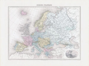 1892 Large Colour Antique Map of EUROPE POLITIQUE Political Europe  (NAI/12)