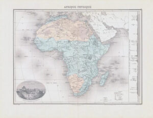 1892 Large Colour Antique Map of AFRIQUE PHYSIQUE Physical Africa  (NAI/50)
