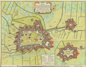 c1750 FRANCE "CITY OF AIRE AND FORT ST FRANCIS" St Venant Antique Military Map