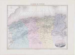 1892 Large Colour Antique Map of ALGÉRIE ET TUNISIE  Algeria & Tunisia (NAI/56)