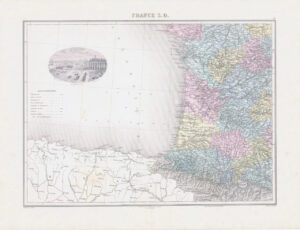 1892 Large Colour Antique Map of FRANCE S.O South West France Bordeaux (NAI/23)