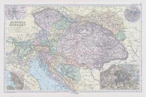 1898 Antique Map AUSTRIA-HUNGARY Environs Budapest Prague Vienna Triest (NGA19)