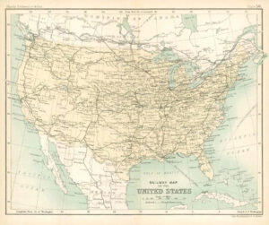 c1912 Railway Map of the UNITED STATES Chart Regions (BS61)