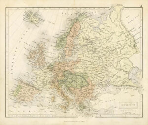 1860 Antique Map of EUROPE by Hughes/Bartholomew Colour  (2)