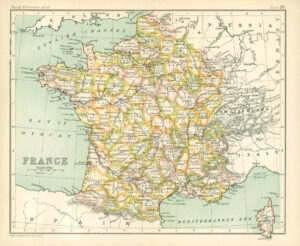 c1912 Map of FRANCE Chart Regions (BS22)