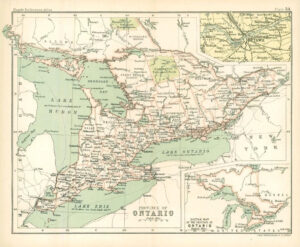 c1912 Map of the PROVINCE OF ONTARIO Chart Regions Canada (BS59)