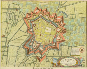 c1750 FRANCE "PLAN OF BETHUNE" Calais Fortifications Military ANTIQUE MAP
