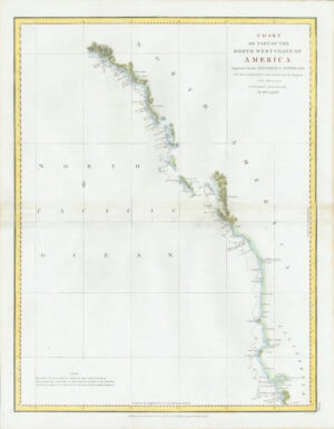 1798 Antique Map NORTH WEST COAST AMERICA Mt. St. Elias Graham Isle Perouse (M4)