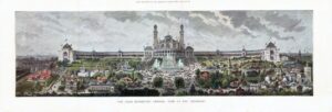 1878 HUGE COLOUR PANORAMIC PRINT "THE PARIS EXHIBITION VIEW OF TROCADERO" (287)