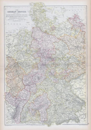1882 LARGE Colour Antique Map THE GERMAN EMPIRE Baden Bavaria  BLACKIE (BA44)
