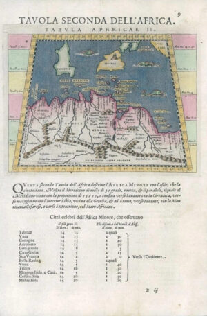1597/8 Map TAVOLA SECONDA North AFRICA Aphricae Sicily Sardinia Magini (G34)