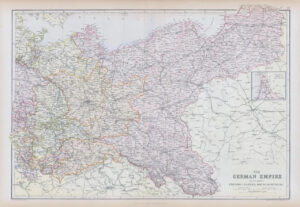 1882 LARGE Colour Antique Map of THE GERMAN EMPIRE Prussia Saxony BLACKIE (BA43)