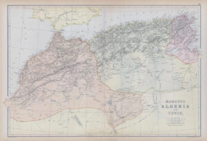 1882 LARGE Antique Colour Map of MAROCCO ALGERIA TUNIS by BLACKIE (BA22)