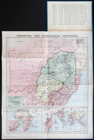 c1899 W.JOHNSTON’S Folding Map of TRANSVAAL & SURROUNDING COUNTRIES (FM134)