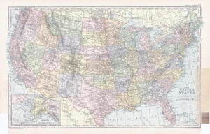 1893 Antique Map THE UNITED STATES Map of Alaska Utah Arizona Montana (BPA10)