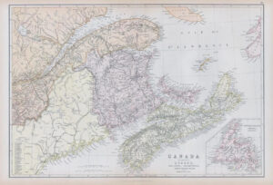 1882 LARGE Antique Colour Map of CANADA QUEBEC Nova Scotia by BLACKIE (BA16)