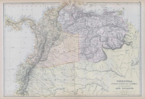 1882 LARGE Antique Map VENEZUELA UNITED STATES COLUMBIA  ECUADOR BLACKIE (BA8)