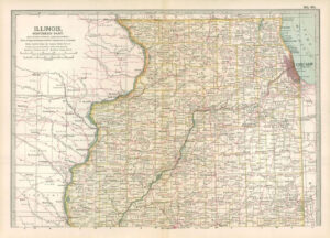 1903  Large Colour Map ILLINOIS Northern Part (EB85)