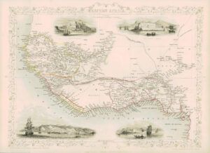 1851 "WESTERN AFRICA" Antique Map by Tallis with Vignettes Sierra Leone (DW7)