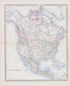 c1860 Colour Antique Map NORTH AMERICA Canada British Columbia Labrador (MA/25)