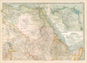 1903  Large Colour Map AFRICA North-East Part NILE DELTA and SUEZ CANAL (E50)