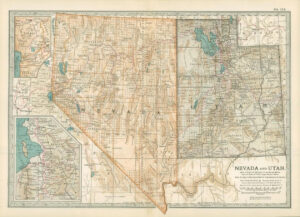 1903  Large Colour Map NEVADA AND UTAH (EB105)