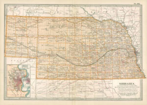 1903  Large Colour Map NEBRASKA OMAHA AND VICINITY (EB94)