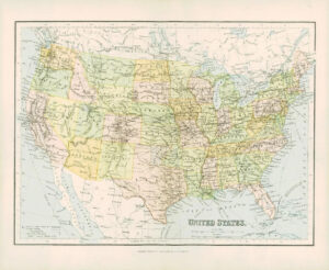 1900 Original Antique Colour Map of UNITED STATES OF AMERICA USA Railways (25)