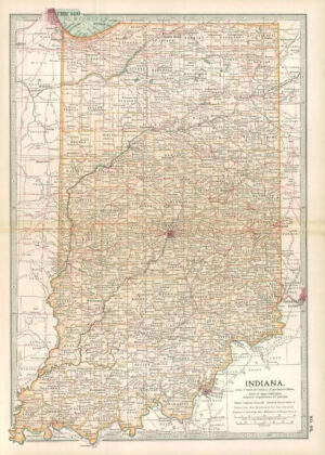1903  Large Colour Map INDIANA (EB84)