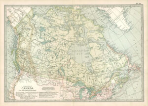 1903  Large Colour Map DOMINION OF CANADA AND NEWFOUNDLAND (EB54)