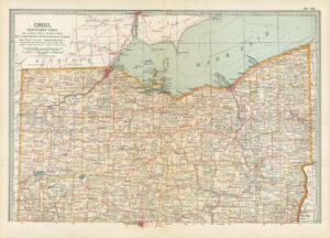 1903  Large Colour Map OHIO Northern Part (EB82)
