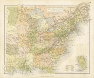 1860 Antique Map of  UNITED STATES CANADA  by Hughes/Bartholomew Colour  (20)