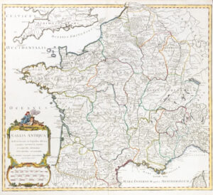 1785 - Large Original Antique Map GALLIA ANTIQUA FRANCE by Vaugondy  (LM7)