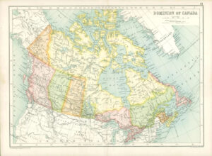 1912 Original Colour Antique Map - NORTH AMERICA DOMINION CANADA  (65)