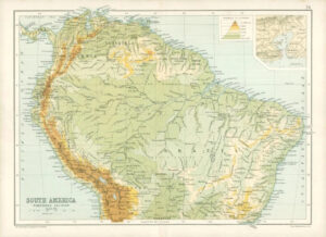 1912 Original Colour Antique Map - SOUTH AMERICA NORTHERN SECTION (78)