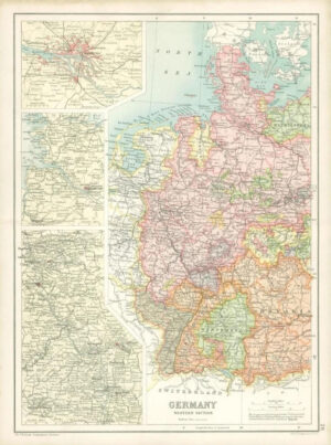 1912 Original Colour Antique Map  - EUROPE GERMANY HAMBURG    (52)